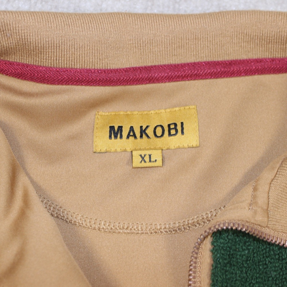 Makobi Mens XL Tracksuit Set Tan Camel Multi Color Stripe Zip Jacket Pants M2757 - Picture 3 of 16